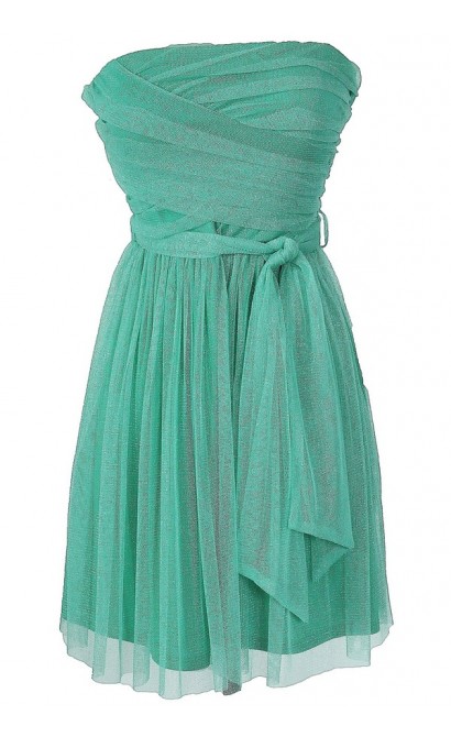 Mermaid Sparkle Strapless Dress in Green